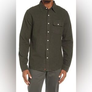 The Normal Brand Cotton Chamois Button-Up Shirt- Green
